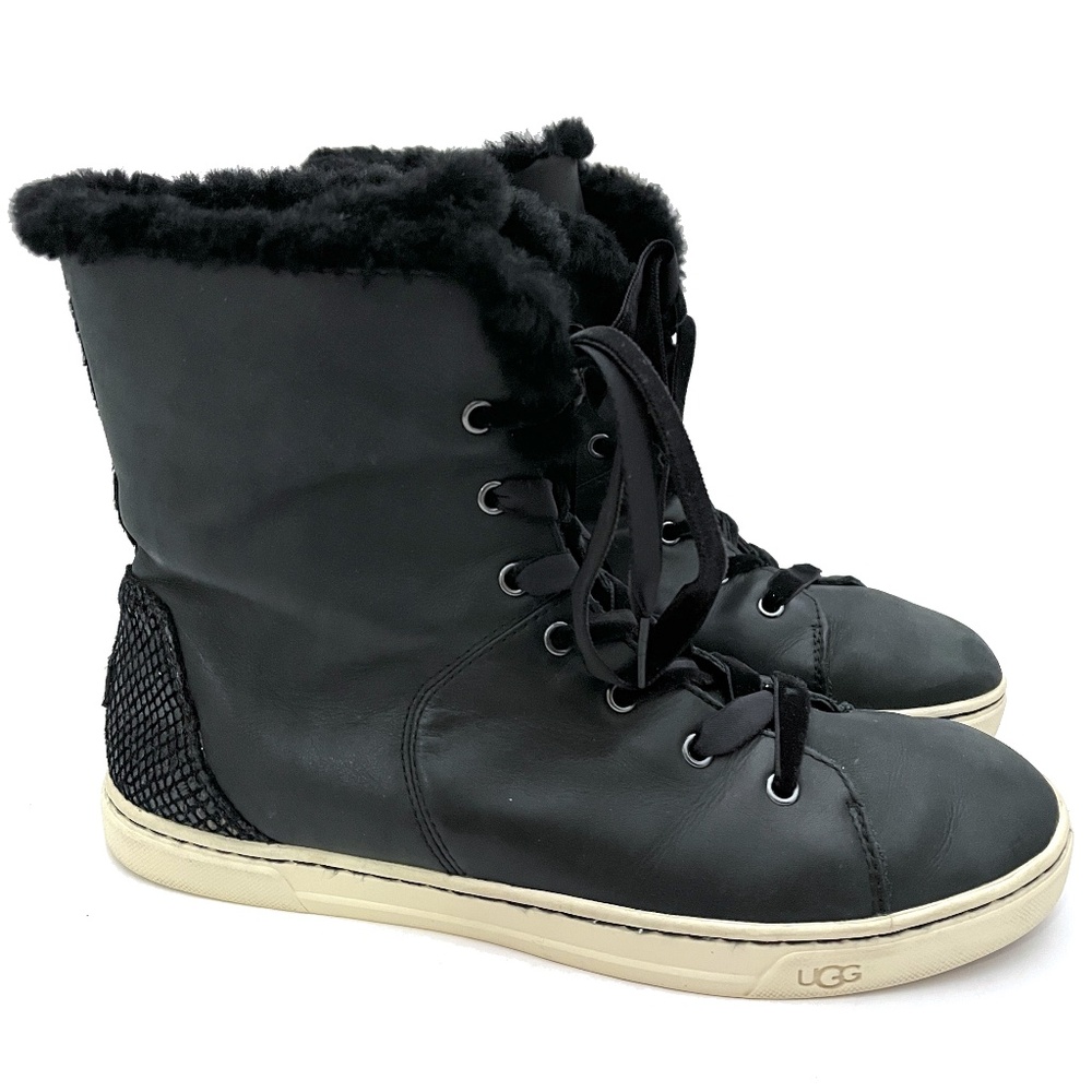 UGG Australia Croft Exotic Snakeskin Velvet Black Lace Up High Tops